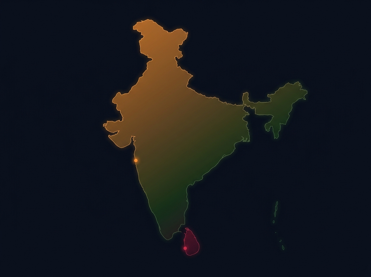 India to Sri Lanka trade route map